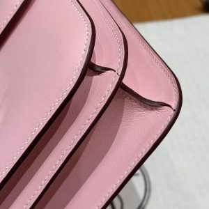 Hermes Constance 18 CM Bag Handmade In Swift Calfskin Leather Silver Hardware 3Q Rose Sakura - Image 6
