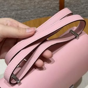 Hermes Constance 18 CM Bag Handmade In Swift Calfskin Leather Silver Hardware 3Q Rose Sakura - Image 4