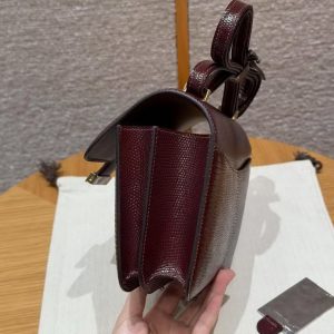 Hermes Constance 18 CM Bag Handmade In Lizard Leather from South Africa Gold Hardware 55 Rouge H - Image 19