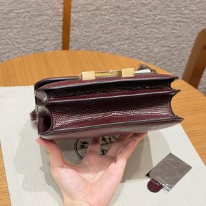 Hermes Constance 18 CM Bag Handmade In Lizard Leather from South Africa Gold Hardware 55 Rouge H - Image 18