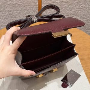Hermes Constance 18 CM Bag Handmade In Lizard Leather from South Africa Gold Hardware 55 Rouge H - Image 17