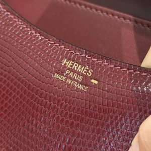 Hermes Constance 18 CM Bag Handmade In Lizard Leather from South Africa Gold Hardware 55 Rouge H - Image 16