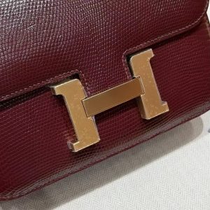 Hermes Constance 18 CM Bag Handmade In Lizard Leather from South Africa Gold Hardware 55 Rouge H - Image 12