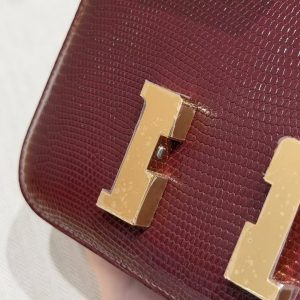 Hermes Constance 18 CM Bag Handmade In Lizard Leather from South Africa Gold Hardware 55 Rouge H - Image 10