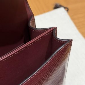 Hermes Constance 18 CM Bag Handmade In Lizard Leather from South Africa Gold Hardware 55 Rouge H - Image 8