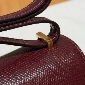 Hermes Constance 18 CM Bag Handmade In Lizard Leather from South Africa Gold Hardware 55 Rouge H - Image 7