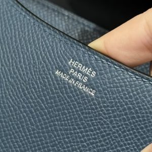 Hermes Constance 18 CM Bag Handmade In Epsom Calfskin Leather Silver Hardware 7P Blue Presse - Image 13