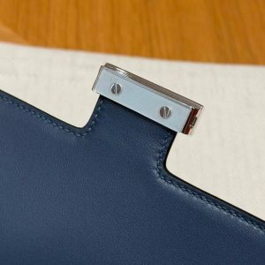 Hermes Constance 18 CM Bag Handmade In Epsom Calfskin Leather Silver Hardware 7P Blue Presse - Image 7