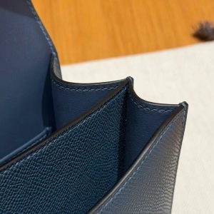 Hermes Constance 18 CM Bag Handmade In Epsom Calfskin Leather Silver Hardware 7P Blue Presse - Image 6