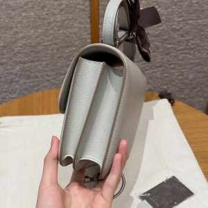 Hermes Constance 18 CM Bag Handmade In Chèvre Calfskin Leather Silver Hardware 80 Girs Perle - Image 20