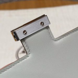 Hermes Constance 18 CM Bag Handmade In Chèvre Calfskin Leather Silver Hardware 80 Girs Perle - Image 12