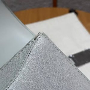 Hermes Constance 18 CM Bag Handmade In Chèvre Calfskin Leather Silver Hardware 80 Girs Perle - Image 9