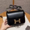 Hermes Constance 18 CM Bag Handmade In Box Calfskin Leather Gold Hardware 89 Noir
