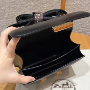 Hermes Constance 18 CM Bag Handmade In Box Calfskin Leather Gold Hardware 89 Noir - Image 17