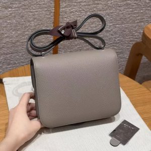 Hermes Constance 18 CM Bag Handmade In Epsom Calfskin Leather Silver Hardware M8 Girs Asphalte - Image 2
