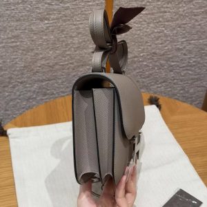 Hermes Constance 18 CM Bag Handmade In Epsom Calfskin Leather Silver Hardware M8 Girs Asphalte - Image 20