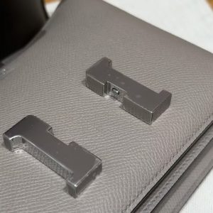 Hermes Constance 18 CM Bag Handmade In Epsom Calfskin Leather Silver Hardware M8 Girs Asphalte - Image 14