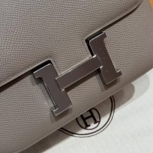 Hermes Constance 18 CM Bag Handmade In Epsom Calfskin Leather Silver Hardware M8 Girs Asphalte - Image 13