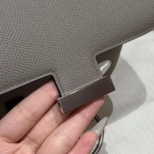 Hermes Constance 18 CM Bag Handmade In Epsom Calfskin Leather Silver Hardware M8 Girs Asphalte - Image 12