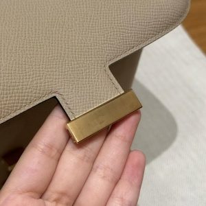 Hermes Constance 18 CM Bag Handmade In Epsom Calfskin Leather Gold Hardware S2 Trench - Image 11