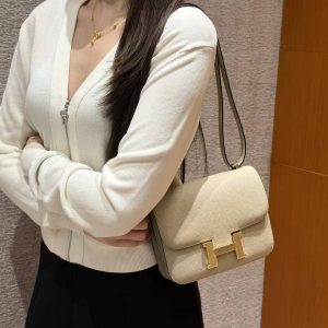 Hermes Constance 18 CM Bag Handmade In Epsom Calfskin Leather Gold Hardware S2 Trench - Image 4