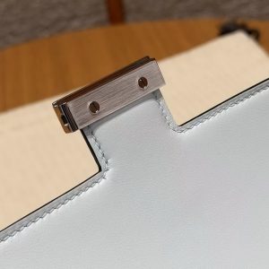 Hermes Constance 18 CM Bag Handmade In Epsom Calfskin Leather Silver Hardware T0 Blue Brume - Image 13
