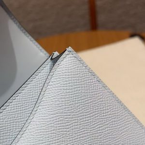 Hermes Constance 18 CM Bag Handmade In Epsom Calfskin Leather Silver Hardware T0 Blue Brume - Image 12