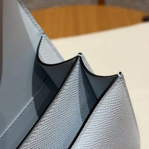 Hermes Constance 18 CM Bag Handmade In Epsom Calfskin Leather Silver Hardware T0 Blue Brume - Image 11