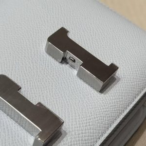 Hermes Constance 18 CM Bag Handmade In Epsom Calfskin Leather Silver Hardware T0 Blue Brume - Image 10