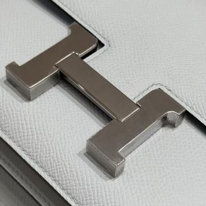 Hermes Constance 18 CM Bag Handmade In Epsom Calfskin Leather Silver Hardware T0 Blue Brume - Image 9