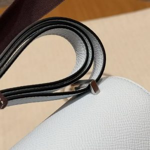 Hermes Constance 18 CM Bag Handmade In Epsom Calfskin Leather Silver Hardware T0 Blue Brume - Image 7