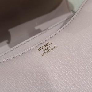 Hermes Constance 19 CM Bag Handmade In Chèvre Calfskin Leather Rose Gold Hardware 09 Mauve Pale - Image 13