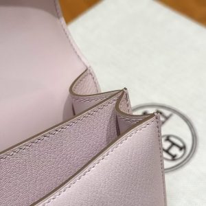 Hermes Constance 19 CM Bag Handmade In Chèvre Calfskin Leather Rose Gold Hardware 09 Mauve Pale - Image 10