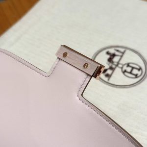 Hermes Constance 19 CM Bag Handmade In Chèvre Calfskin Leather Rose Gold Hardware 09 Mauve Pale - Image 9