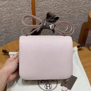 Alternative view of Hermes Constance 19 CM Bag Handmade In Epsom Calfskin Leather Silver Hardware 09 Mauve Pale