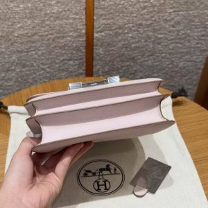 Hermes Constance 19 CM Bag Handmade In Epsom Calfskin Leather Silver Hardware 09 Mauve Pale - Image 15