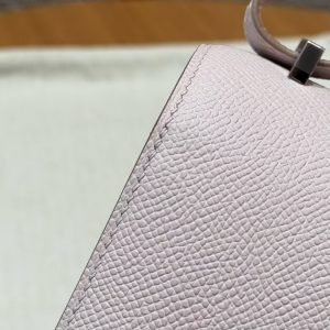 Hermes Constance 19 CM Bag Handmade In Epsom Calfskin Leather Silver Hardware 09 Mauve Pale - Image 14