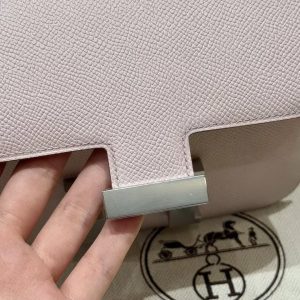 Hermes Constance 19 CM Bag Handmade In Epsom Calfskin Leather Silver Hardware 09 Mauve Pale - Image 13