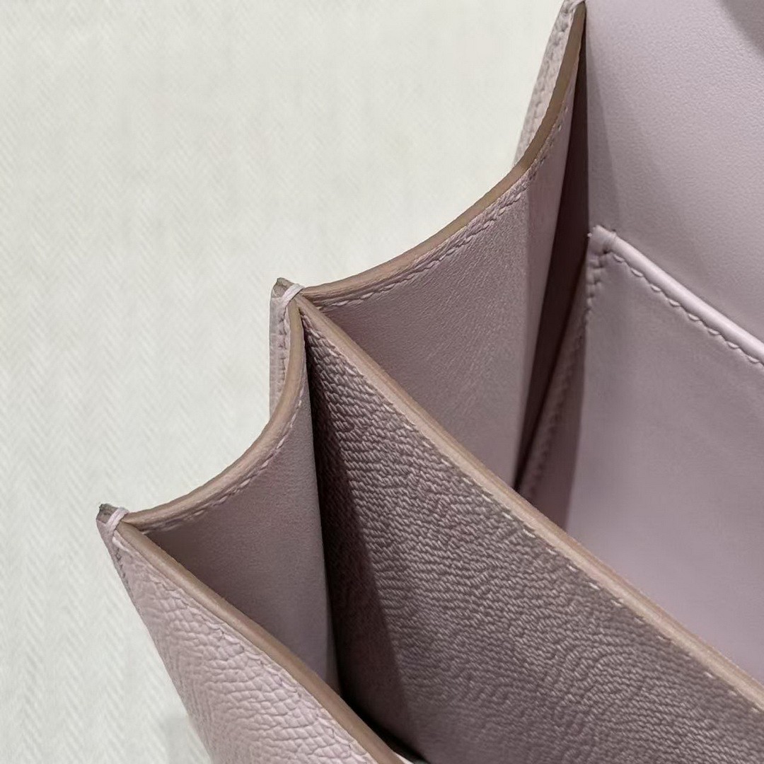 Hermes Constance 19 CM Bag Handmade In Epsom Calfskin Leather Silver Hardware 09 Mauve Pale - Image 12
