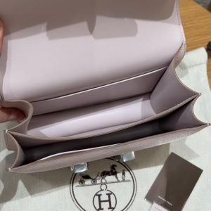 Hermes Constance 19 CM Bag Handmade In Epsom Calfskin Leather Silver Hardware 09 Mauve Pale - Image 8