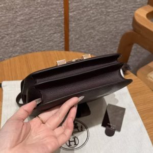 Hermes Constance 19 CM Bag Handmade In Epsom Calfskin Leather Rose Gold Hardware 0G Rouge Seller - Image 18