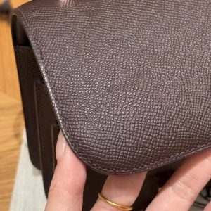 Hermes Constance 19 CM Bag Handmade In Epsom Calfskin Leather Rose Gold Hardware 0G Rouge Seller - Image 13
