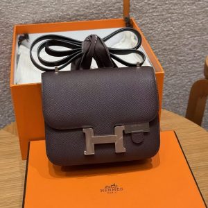 Hermes Constance 19 CM Bag Handmade In Epsom Calfskin Leather Rose Gold Hardware 0G Rouge Seller - Image 3