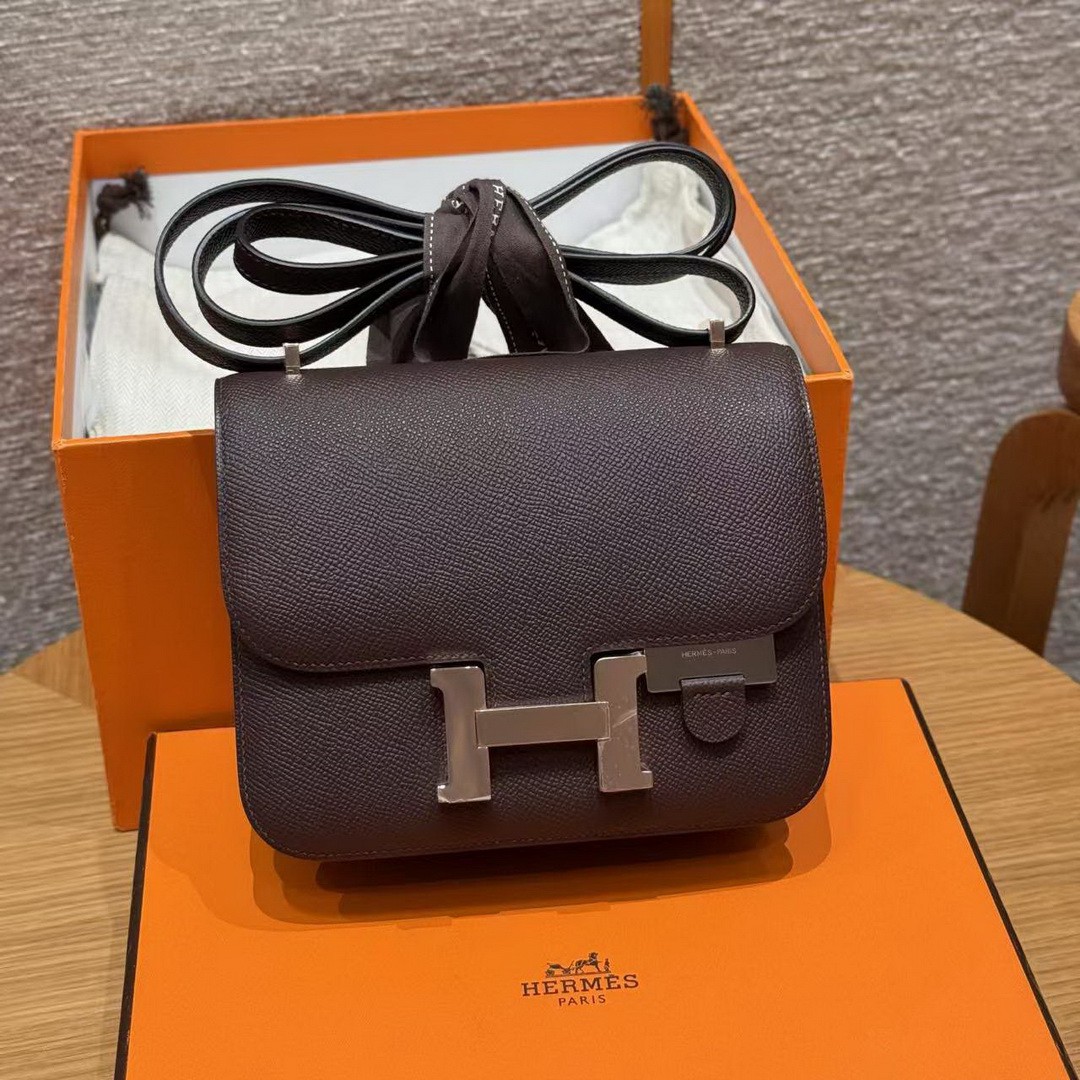 Hermes Constance 19 CM Bag Handmade In Epsom Calfskin Leather Rose Gold Hardware 0G Rouge Seller - Image 3