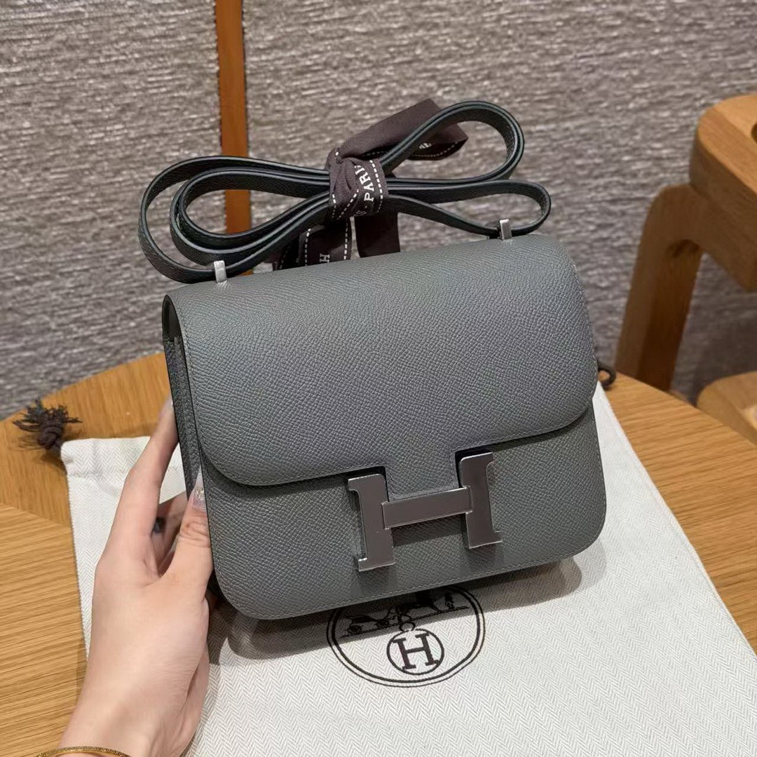 Hermes Constance 19 CM Bag Handmade In Epsom Calfskin Leather Silver Hardware 0L Girs Meyer