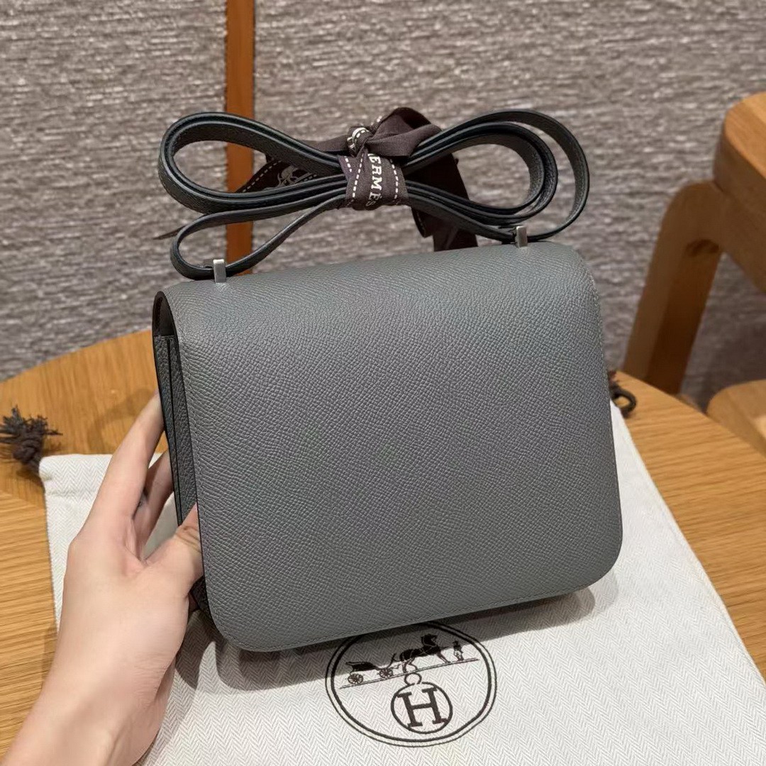 Hermes Constance 19 CM Bag Handmade In Epsom Calfskin Leather Silver Hardware 0L Girs Meyer - Image 2