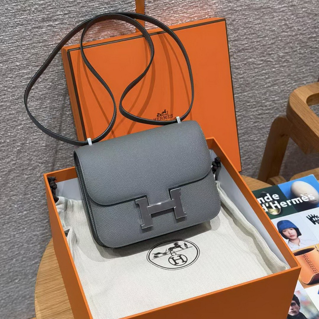 Hermes Constance 19 CM Bag Handmade In Epsom Calfskin Leather Silver Hardware 0L Girs Meyer - Image 14