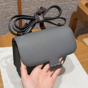Hermes Constance 19 CM Bag Handmade In Epsom Calfskin Leather Silver Hardware 0L Girs Meyer - Image 9