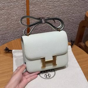 Hermes Constance 19 CM Bag Handmade In Epsom Calfskin Leather Gold Hardware 0S Vert Fizz