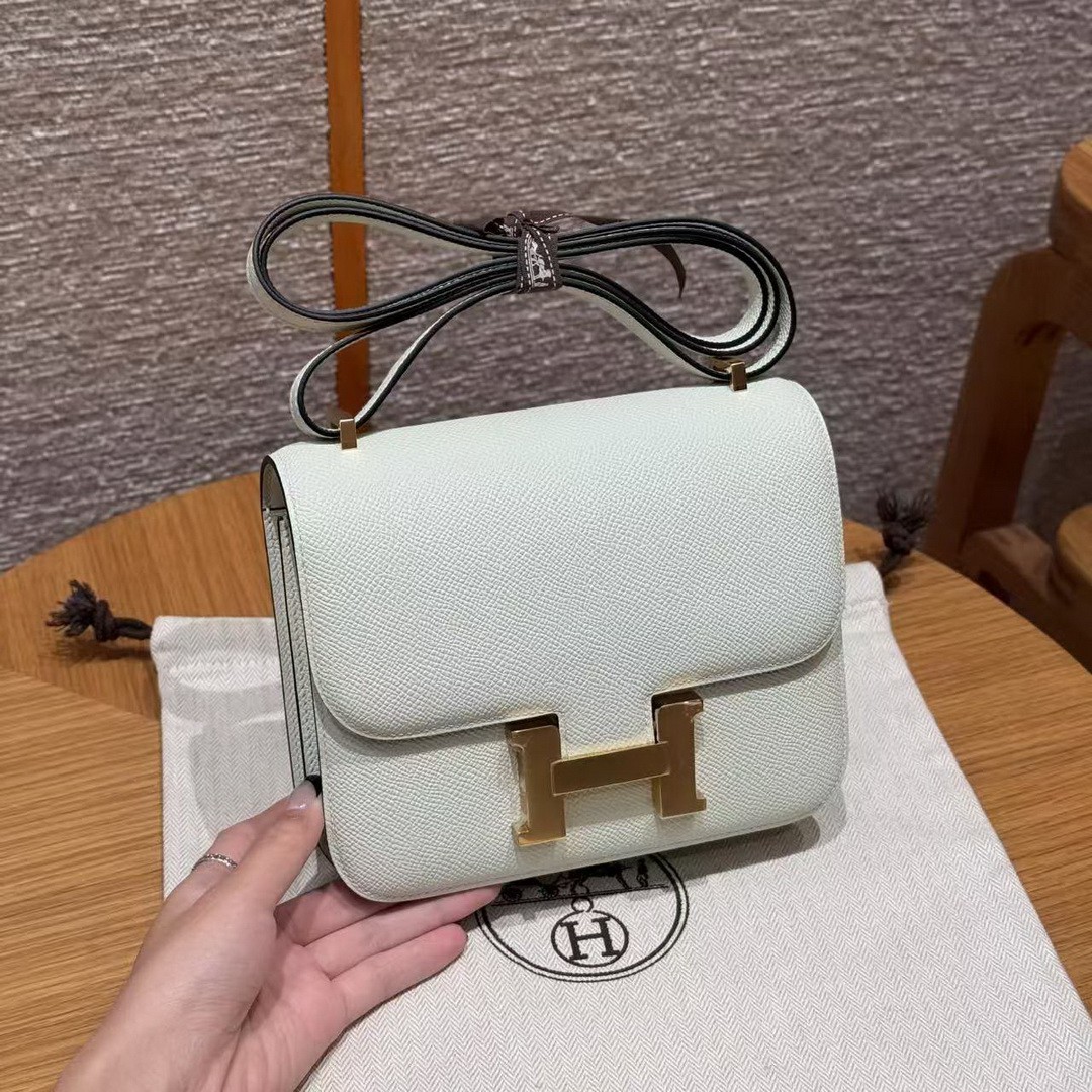 Hermes Constance 19 CM Bag Handmade In Epsom Calfskin Leather Gold Hardware 0S Vert Fizz